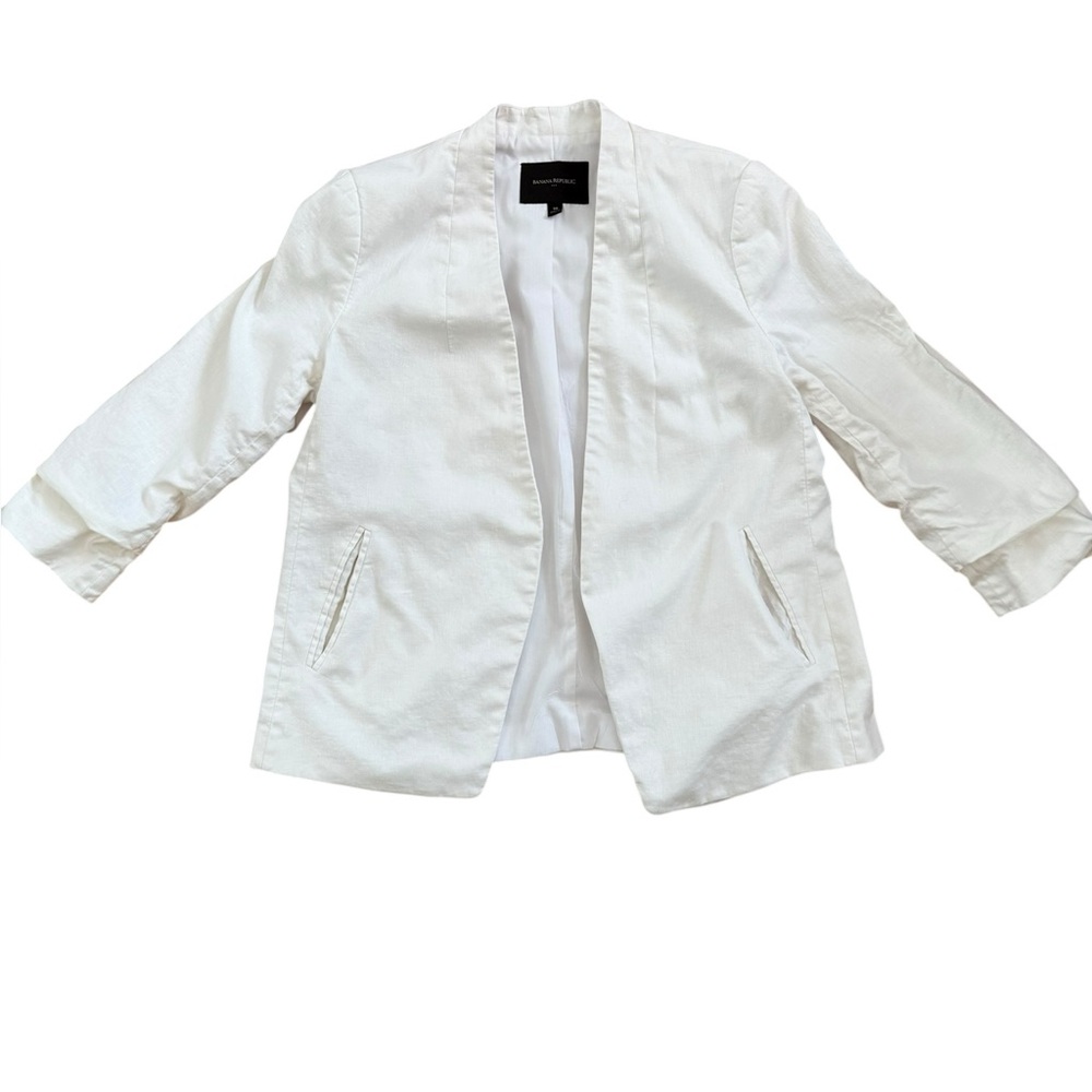Banana Republic Linen Blend 3/4 Sleeve Blazer Women’s Size 10 White Classic